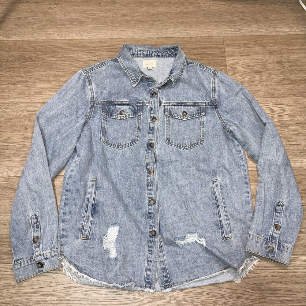 Wishlist Women's Boutique Denim Long Sleeve Button Up Size Medium